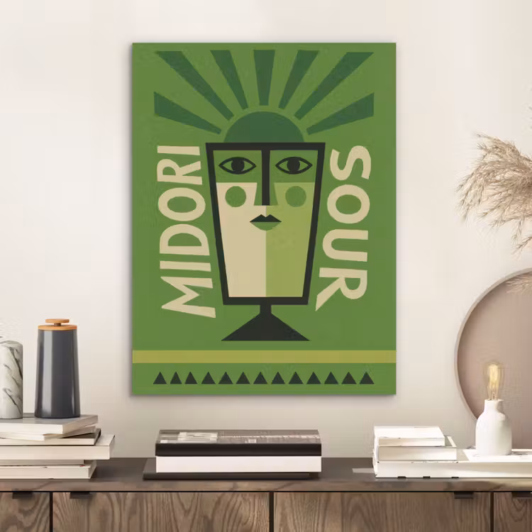 Grafisch - Art - Cocktail - Groen PET vilt klein -sfeer1