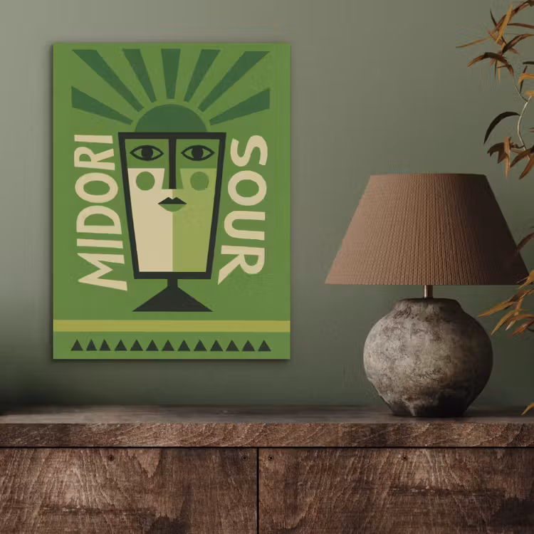 Grafisch - Art - Cocktail - Groen PET vilt klein -sfeer2