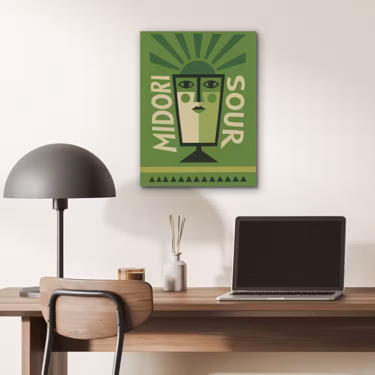 Grafisch - Art - Cocktail - Groen PET vilt klein -sfeer5