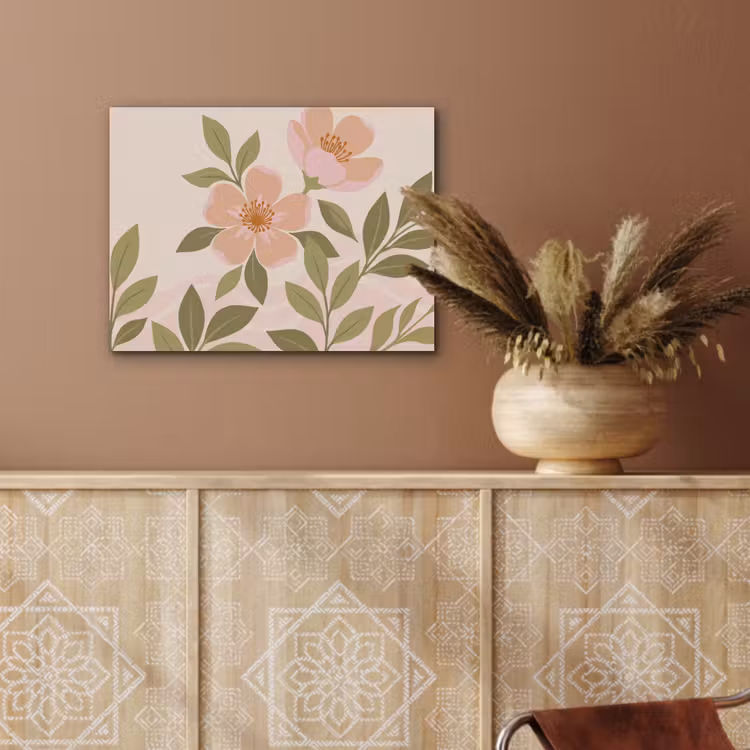 Grafisch - Bloemen - Roze PET vilt klein -sfeer4