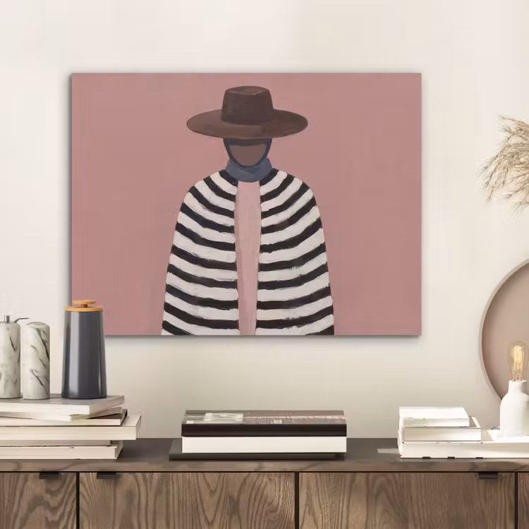 Grafisch - Vrouw - Roze PET vilt klein -sfeer1