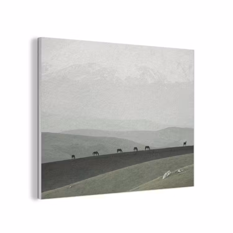 Grijs - Berg - Paarden PET vilt klein -3d