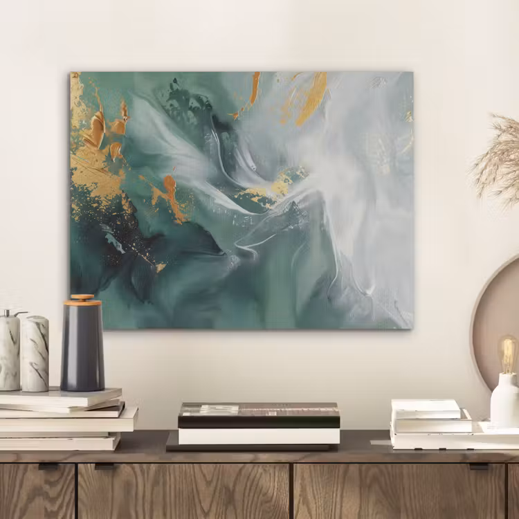 Groen - Modern - Marmer - Abstract PET vilt klein -sfeer1