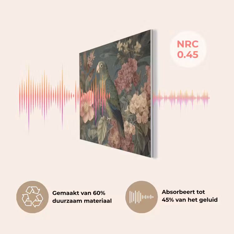 Groene papegaai - Kleurrijke bloemen - Donkere achtergrond PET vilt klein -USP_NL