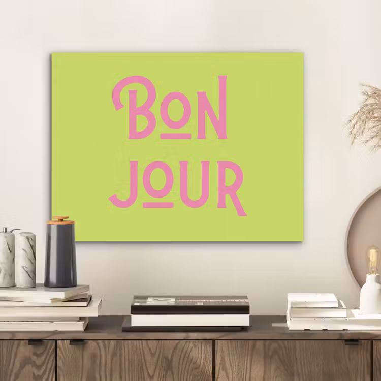 Groen - Roze bonjour - art-deco PET vilt klein -sfeer1