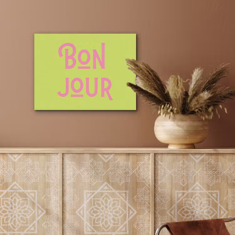 Groen - Roze bonjour - art-deco PET vilt klein -sfeer4