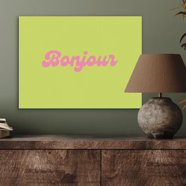 Groen - Roze bonjour - Retro PET vilt klein -sfeer2