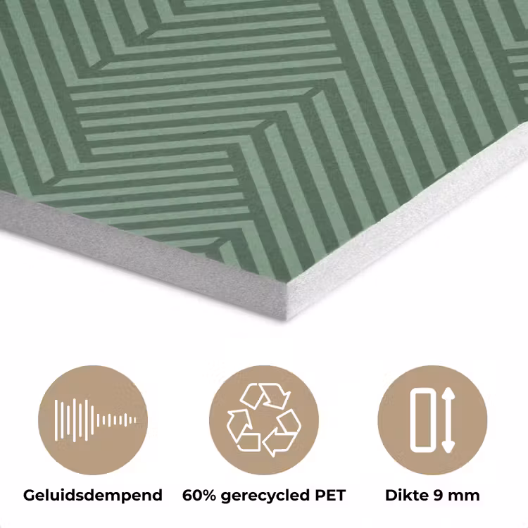 Groen - Strepen - Patroon PET vilt klein 837 -closeup_NL