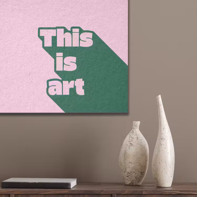 Groen - Teskt - This is art - Roze PET vilt klein -sfeer6_closeup