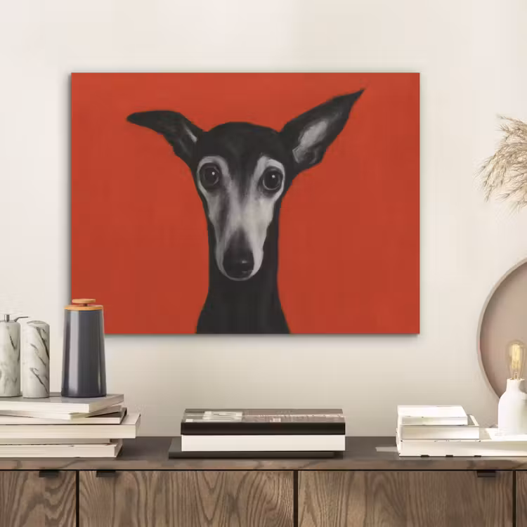Windhond - Minimalistisch - Rood PET vilt klein -sfeer1