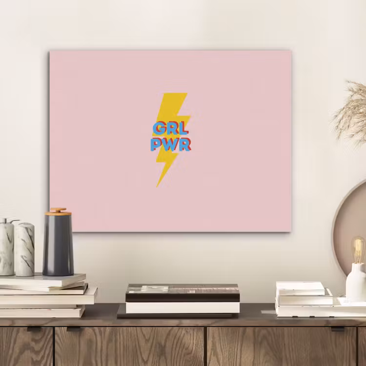 Grl pwr - Bliksem - Roze PET vilt klein -sfeer1
