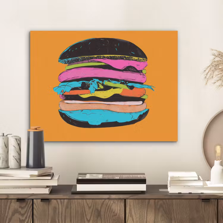 Hamburger - Kleurrijk - Speels PET vilt klein -sfeer1