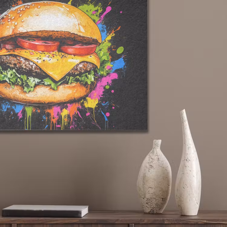 Hamburger - Graffiti - Verf - Kleurrijk - Eten - Abstract PET vilt klein -sfeer6_closeup