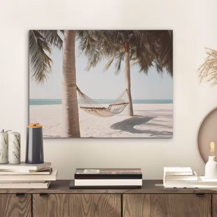 Hangmat - Palmbomen - Strand - Zee PET vilt klein -sfeer1