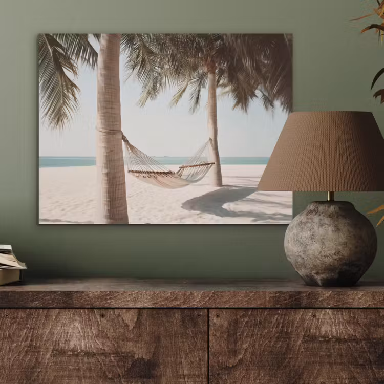 Hangmat - Palmbomen - Strand - Zee PET vilt klein -sfeer2