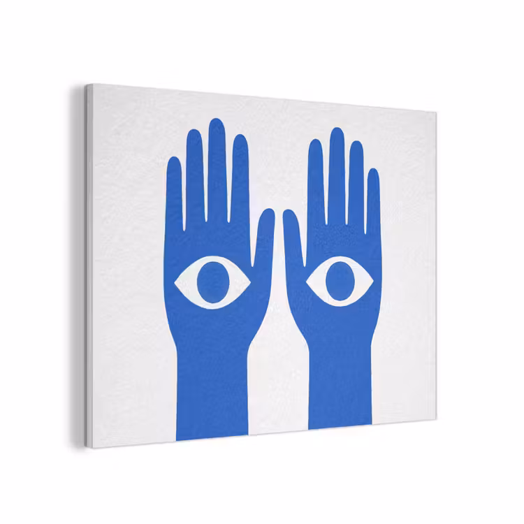 Handen - Twee - Ogen - Blauw PET vilt klein -3d