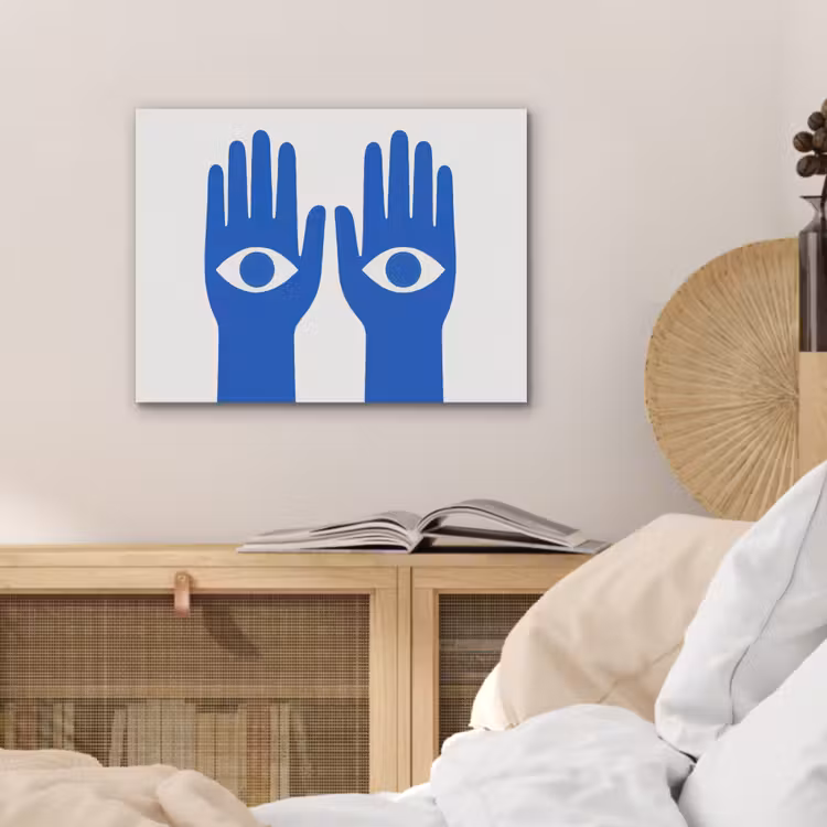 Handen - Twee - Ogen - Blauw PET vilt klein -sfeer3