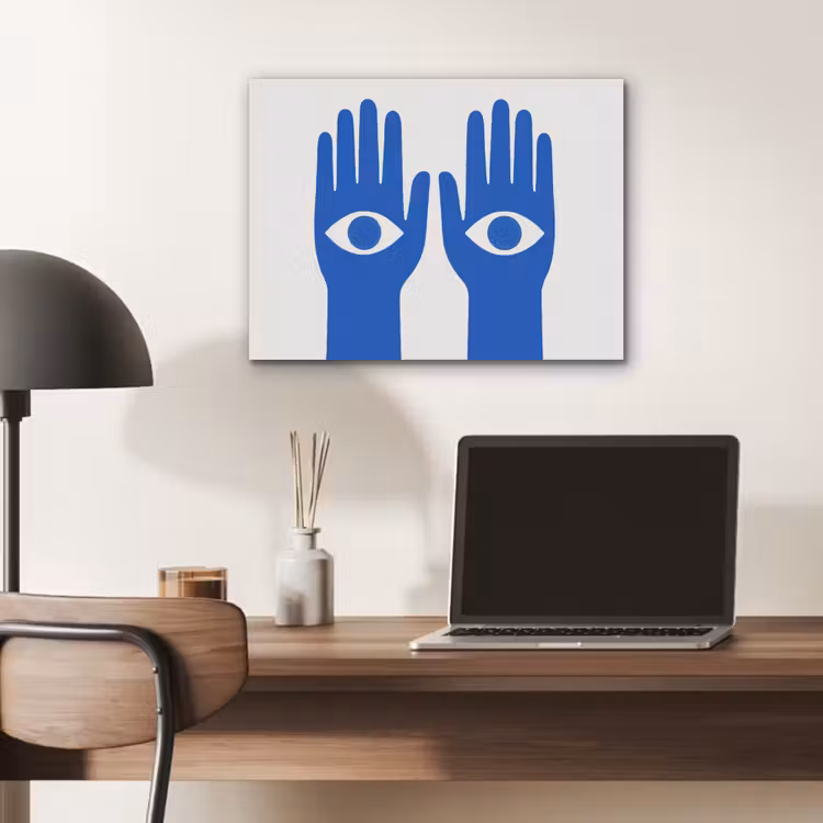 Handen - Twee - Ogen - Blauw PET vilt klein -sfeer5