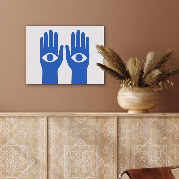 Handen - Twee - Ogen - Blauw PET vilt klein -sfeer4