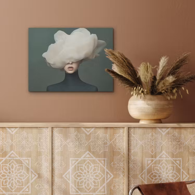 Hoed - Vrouw - Beige PET vilt klein -sfeer4