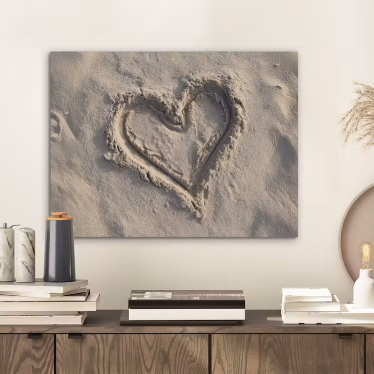 Hartvorm - Getekend - Beige - Zand PET vilt klein -sfeer1