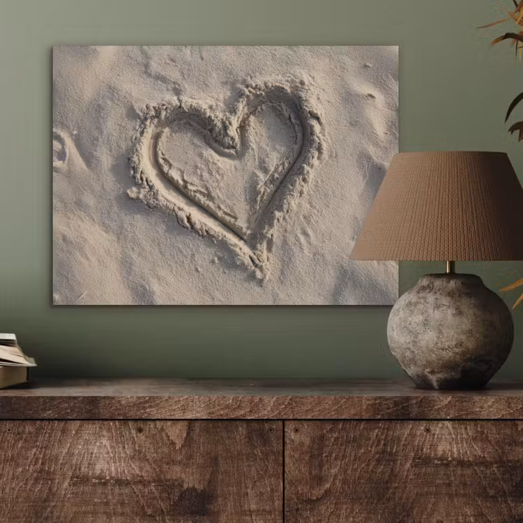 Hartvorm - Getekend - Beige - Zand PET vilt klein -sfeer2