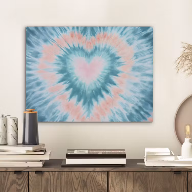 Hartvormig - Tie dye - Pasteltinten - Lichtgroen PET vilt klein -sfeer1