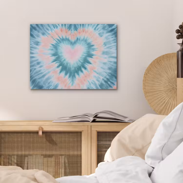 Hartvormig - Tie dye - Pasteltinten - Lichtgroen PET vilt klein -sfeer3