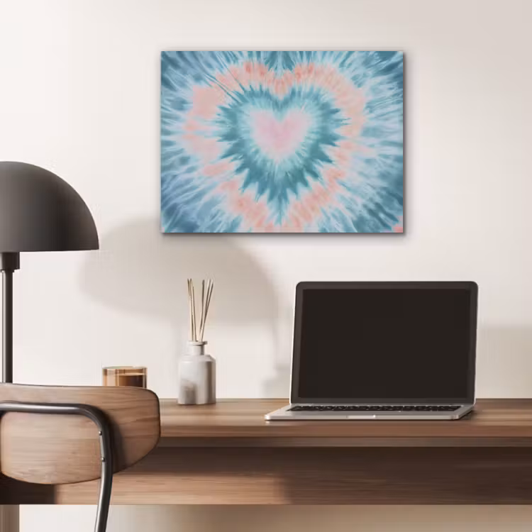 Hartvormig - Tie dye - Pasteltinten - Lichtgroen PET vilt klein -sfeer5