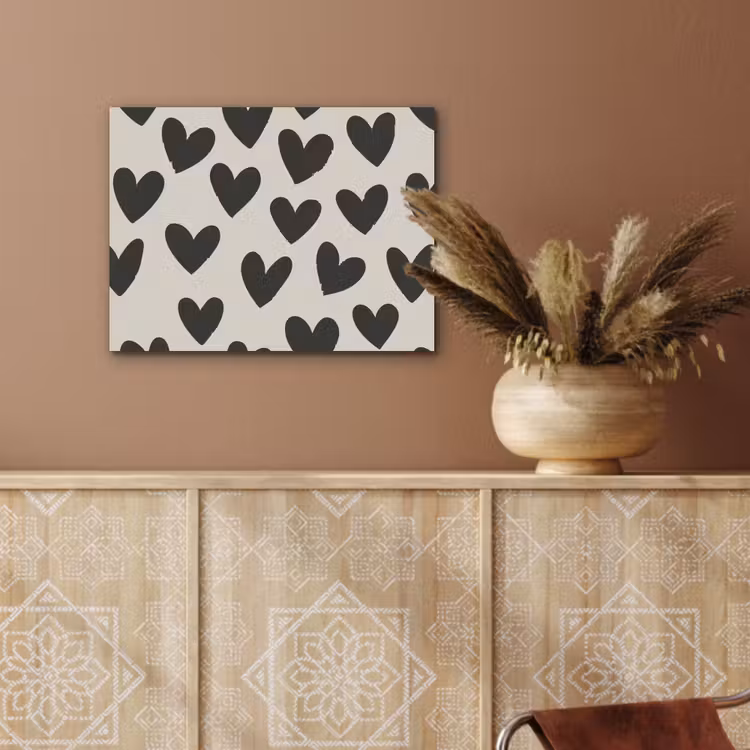 Hartjes - Zwart - Beige PET vilt klein -sfeer4