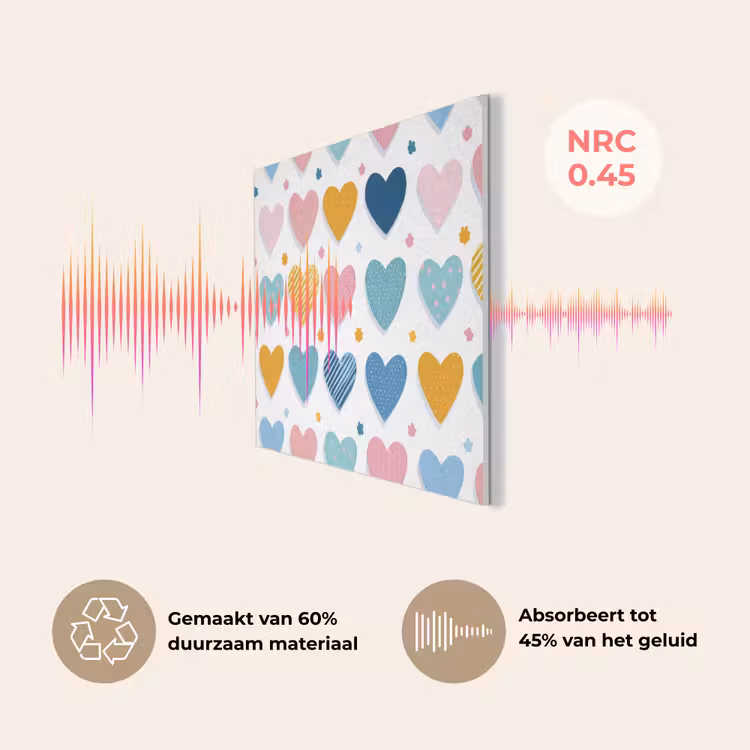 Hartjes - Pastel - Kleurcontrast - Handgetekend PET vilt klein -USP_NL