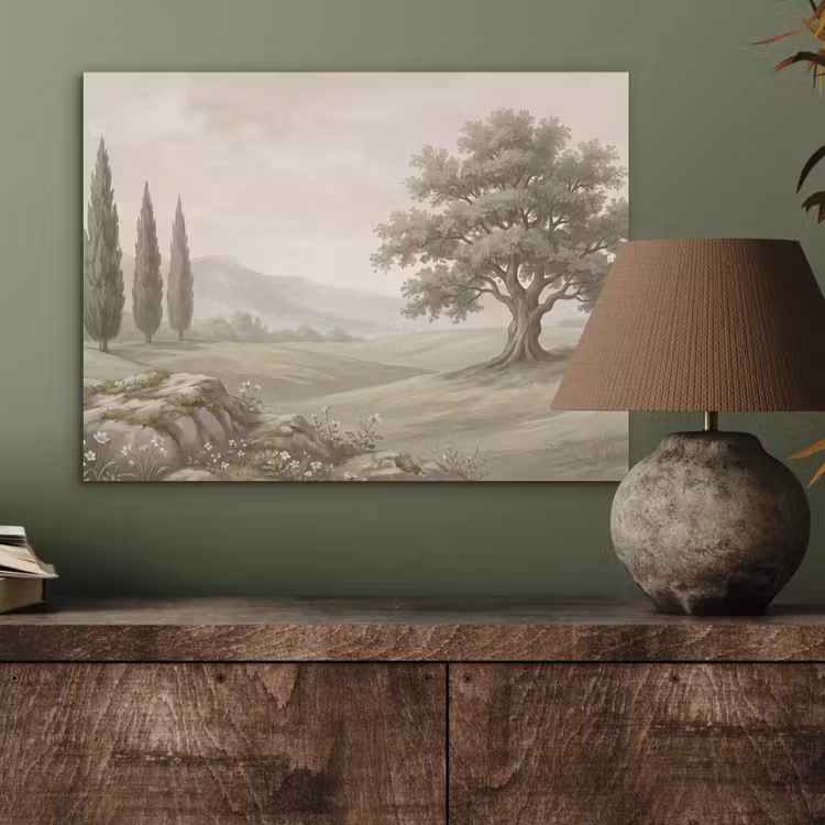 Heuvellandschap - Bomen - Natuur - Groen PET vilt klein -sfeer2