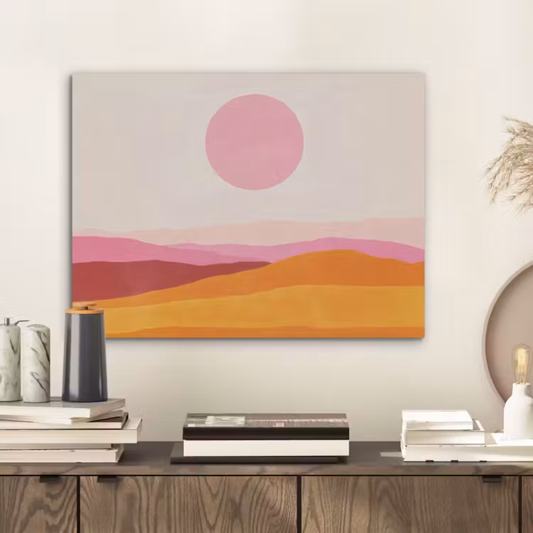 Heuvels - Oranje - Zon - Abstract PET vilt klein -sfeer1