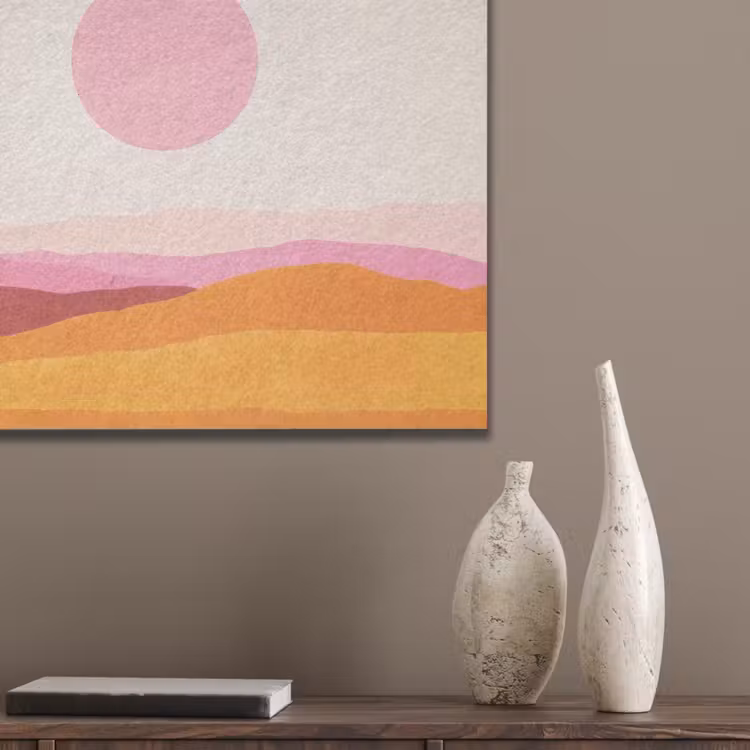 Heuvels - Oranje - Zon - Abstract PET vilt klein -sfeer6_closeup