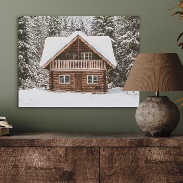 Huis - Bos - Winter - Natuur - Sneeuw PET vilt klein -sfeer2