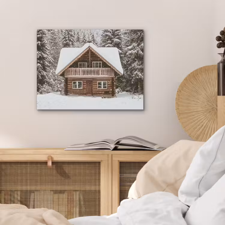 Huis - Bos - Winter - Natuur - Sneeuw PET vilt klein -sfeer3