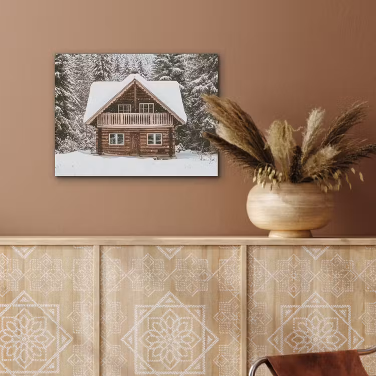 Huis - Bos - Winter - Natuur - Sneeuw PET vilt klein -sfeer4