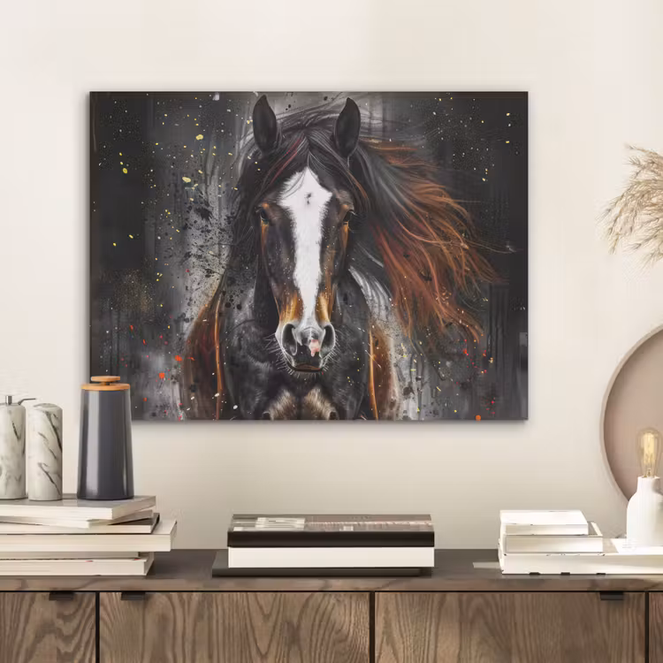 Paard - Dieren - Zwart - Luxe - Modern PET vilt klein -sfeer1