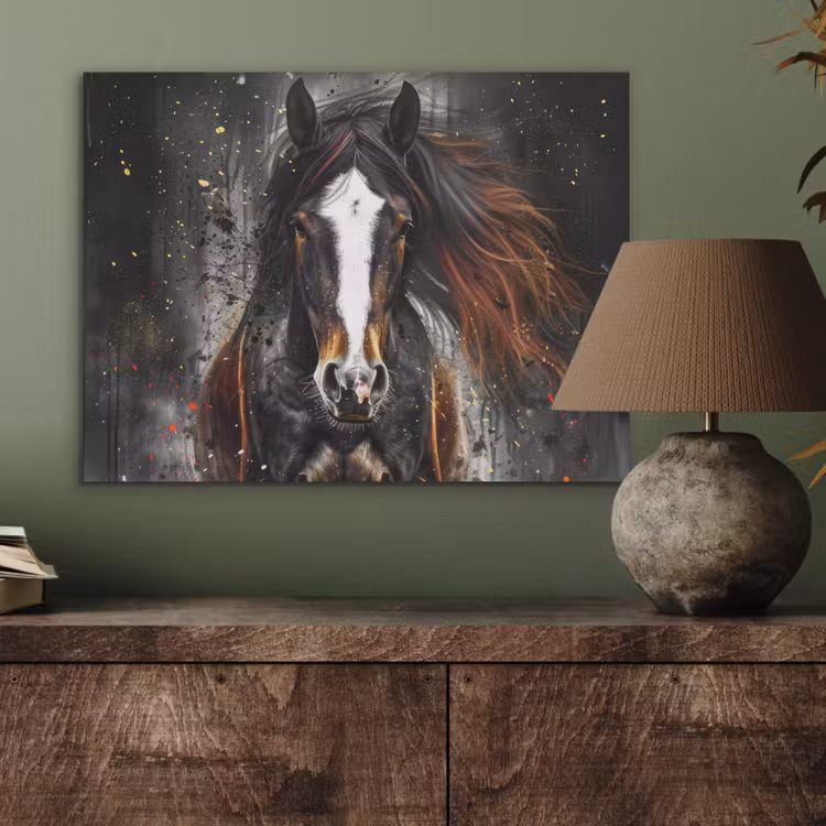 Paard - Dieren - Zwart - Luxe - Modern PET vilt klein -sfeer2