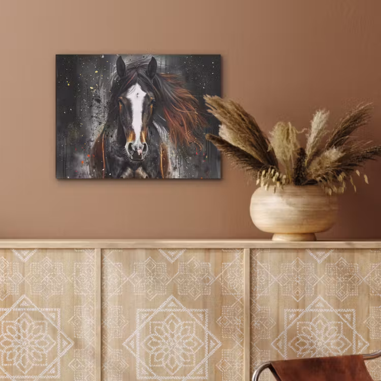 Paard - Dieren - Zwart - Luxe - Modern PET vilt klein -sfeer4