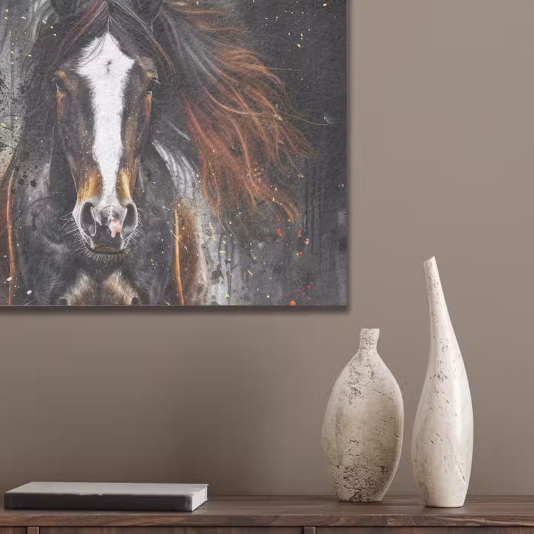 Paard - Dieren - Zwart - Luxe - Modern PET vilt klein -sfeer6_closeup