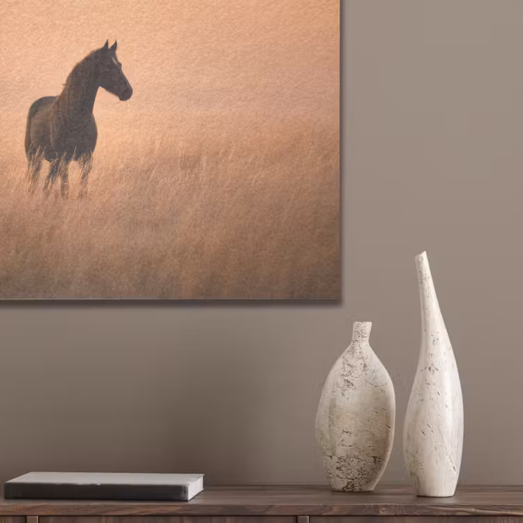 Paard - Grasveld - Zonsondergang PET vilt klein -sfeer6_closeup