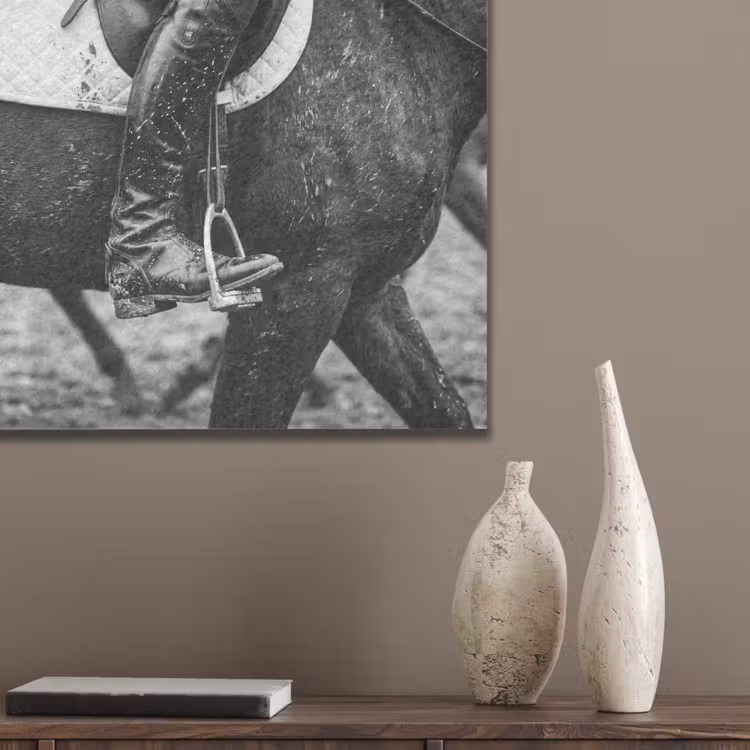 Paard - Sport - Zwart - Wit PET vilt klein -sfeer6_closeup