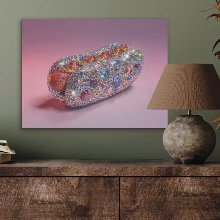 Hotdog - Steentjes - Glitters - Paars PET vilt klein -sfeer2
