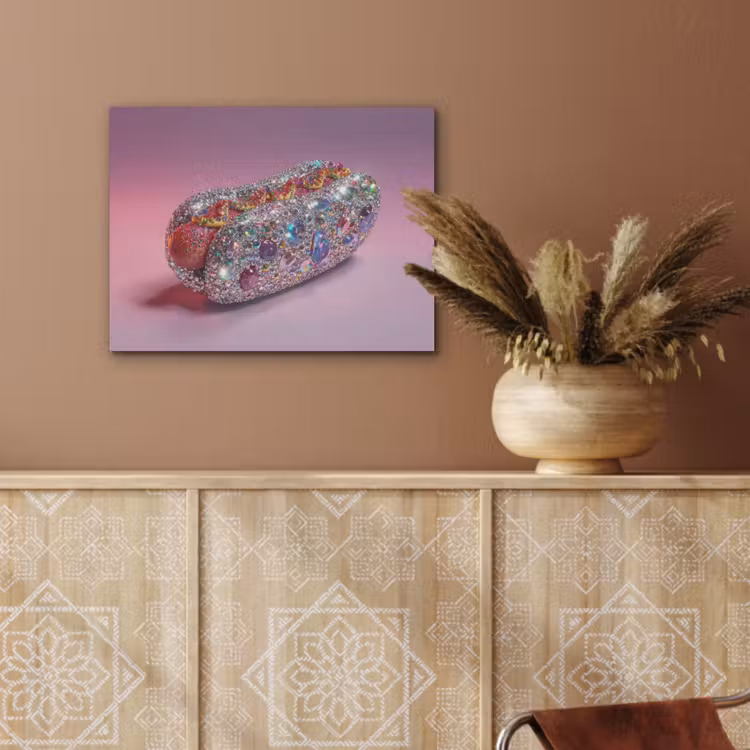 Hotdog - Steentjes - Glitters - Paars PET vilt klein -sfeer4