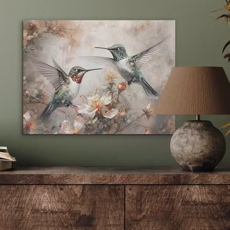 Kolibrie - Vogels - Bloemen - Planten PET vilt klein -sfeer2