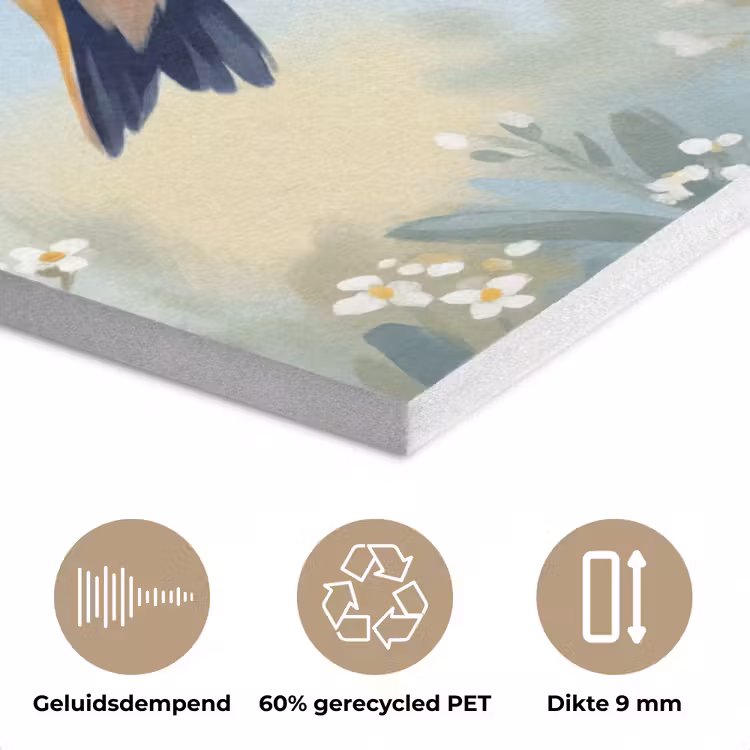 Kolibrie - Illustratie - Kleurrijk PET vilt klein -closeup_NL