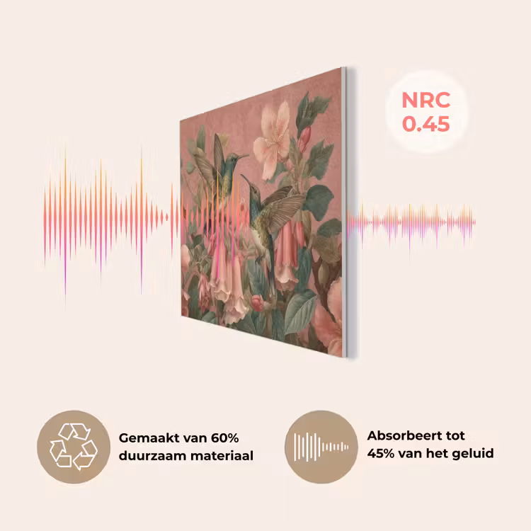 Kolibries - Bloemen - Groen - Roze PET vilt klein -USP_NL
