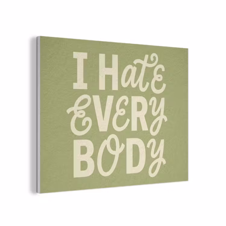 I hate everybody - Groen - Retro PET vilt klein -3d