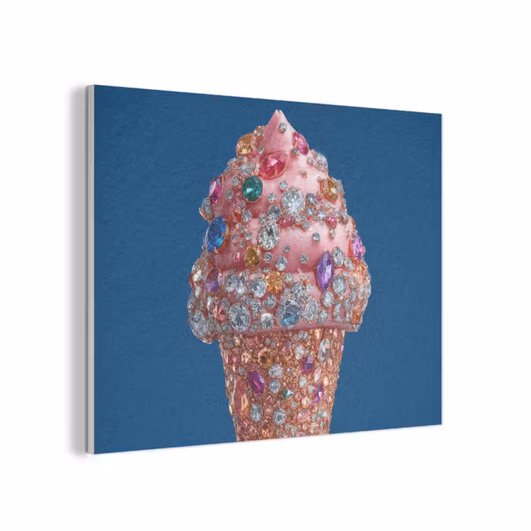 Ijsje - Hoorntje - Steentjes - Blauw PET vilt klein -3d